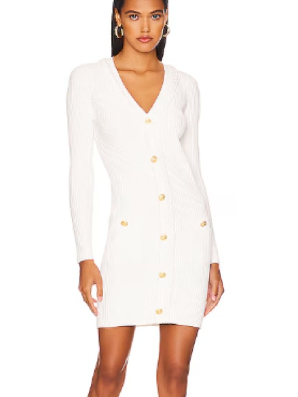 ✨ Milly "Braided Cardigan" Cream Ribbed Sweater Dress Size M ✨